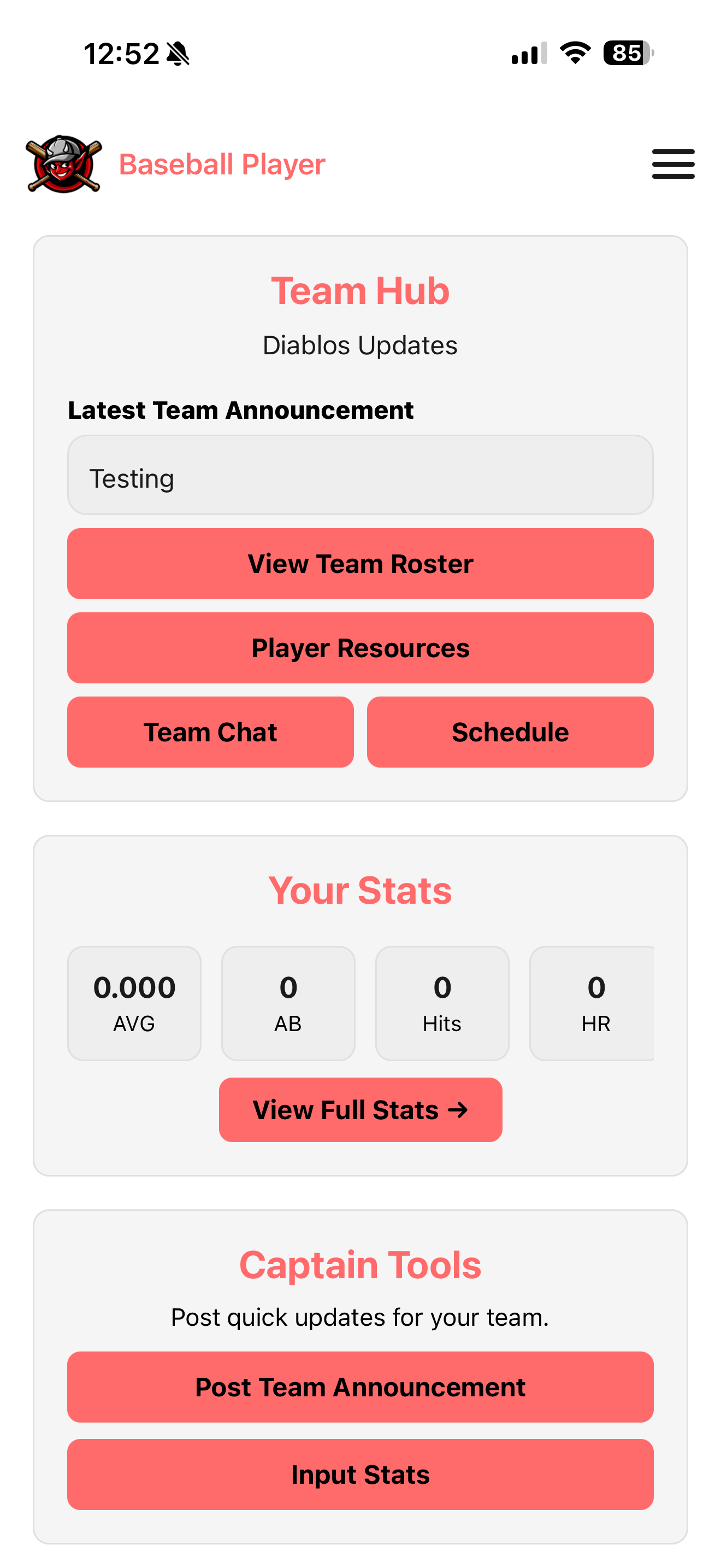 EBL app dashboard alternate